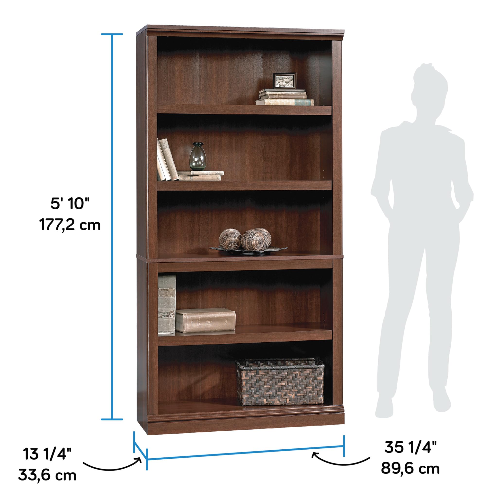 Sauder Miscellaneous Storage 5-Shelf Bookcase/ Book shelf, Select Cherry finish - Image 3