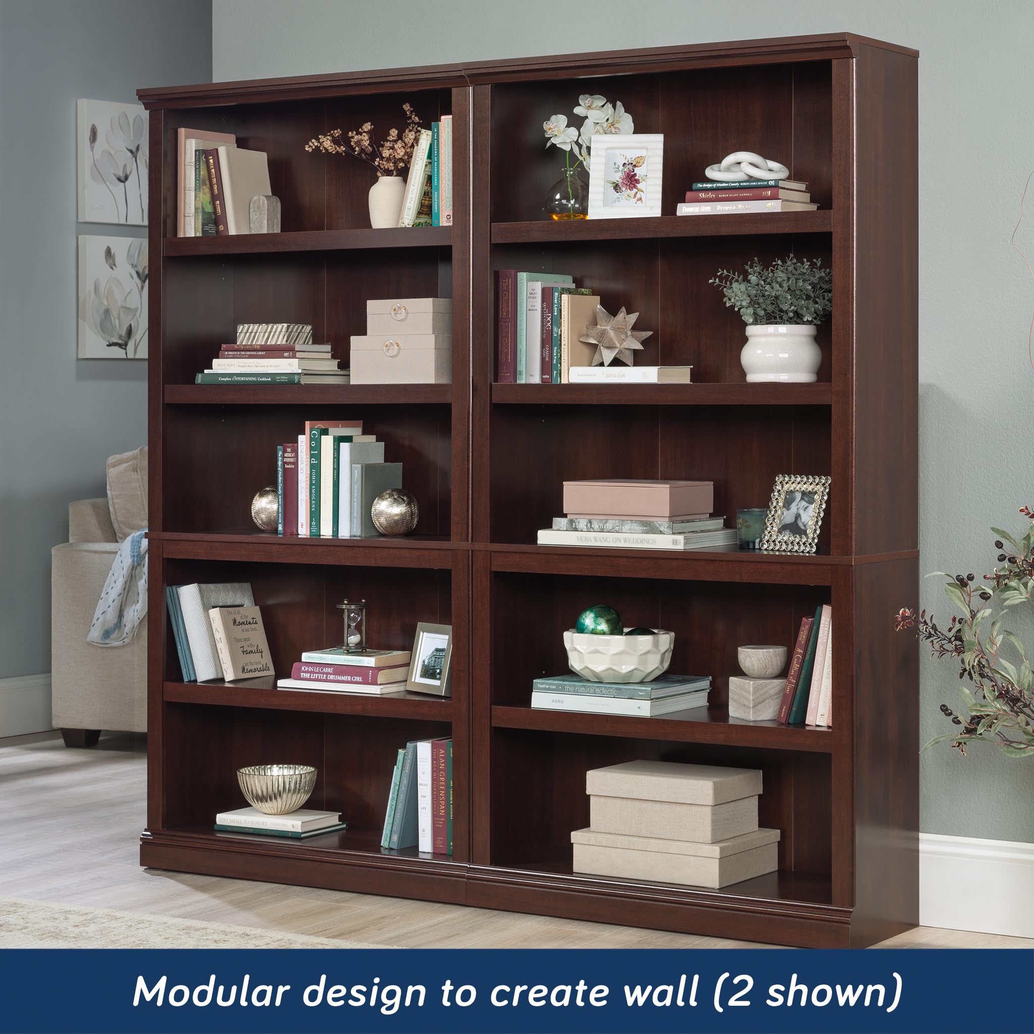 Sauder Miscellaneous Storage 5-Shelf Bookcase/ Book shelf, Select Cherry finish - Image 4
