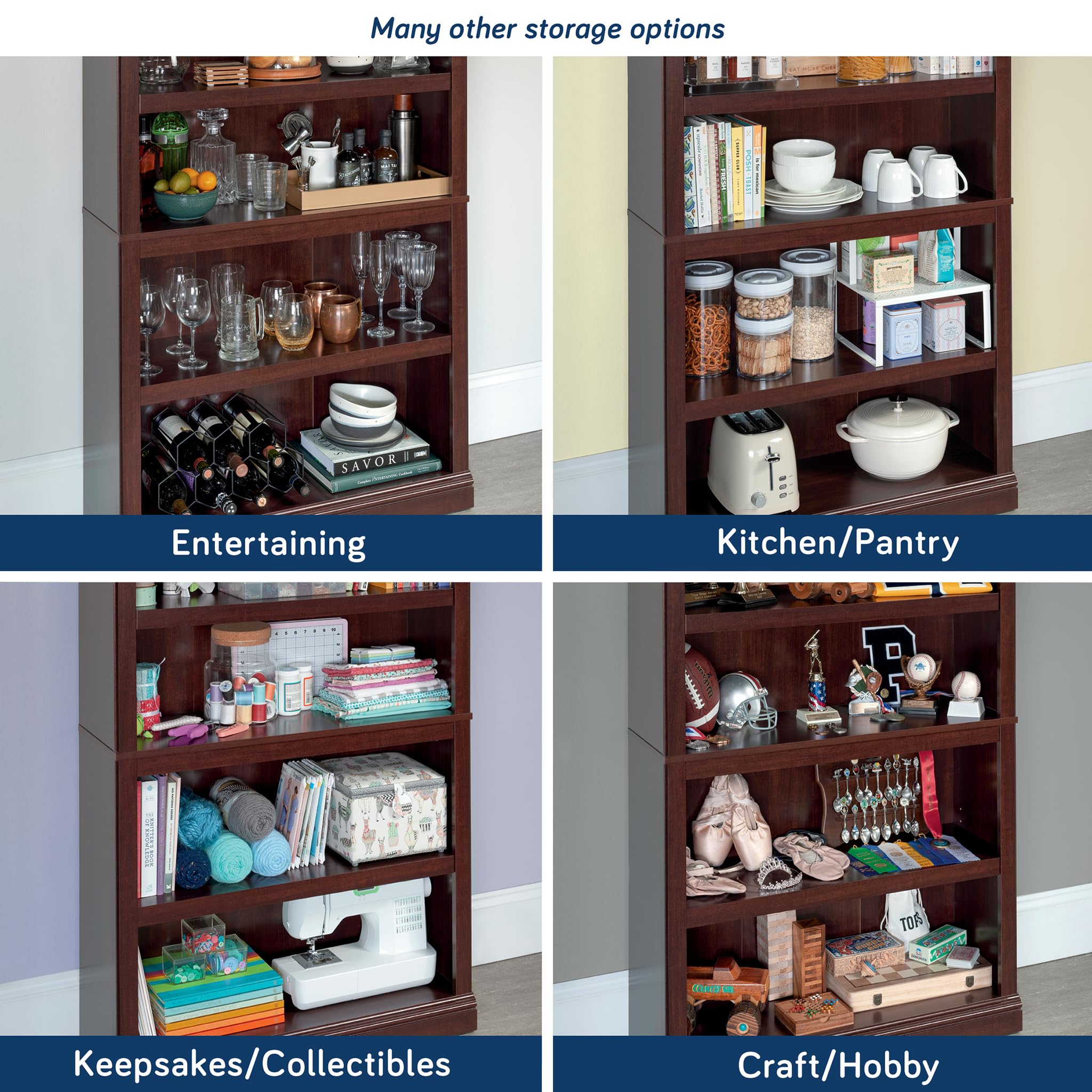 Sauder Miscellaneous Storage 5-Shelf Bookcase/ Book shelf, Select Cherry finish - Image 6