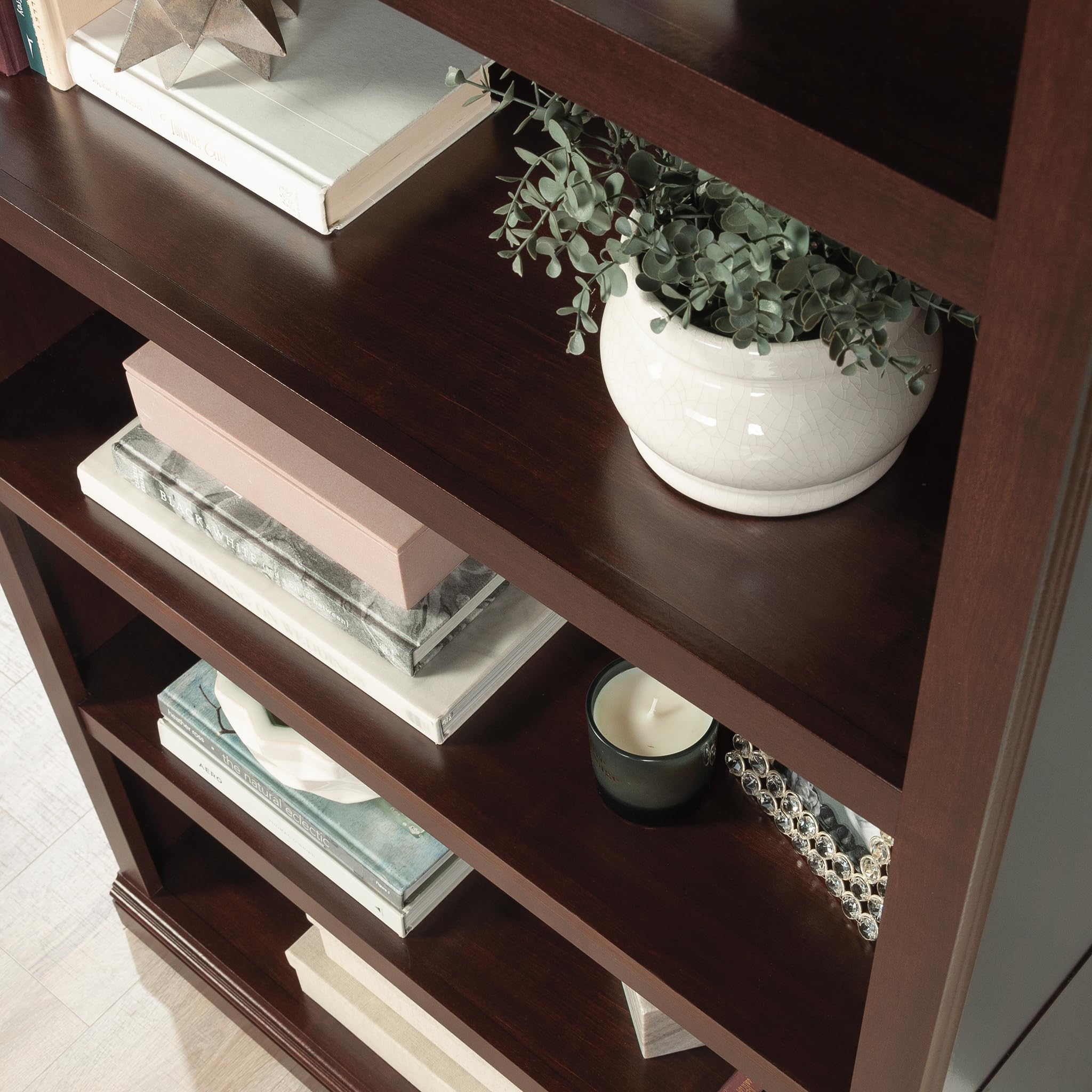 Sauder Miscellaneous Storage 5-Shelf Bookcase/ Book shelf, Select Cherry finish - Image 9