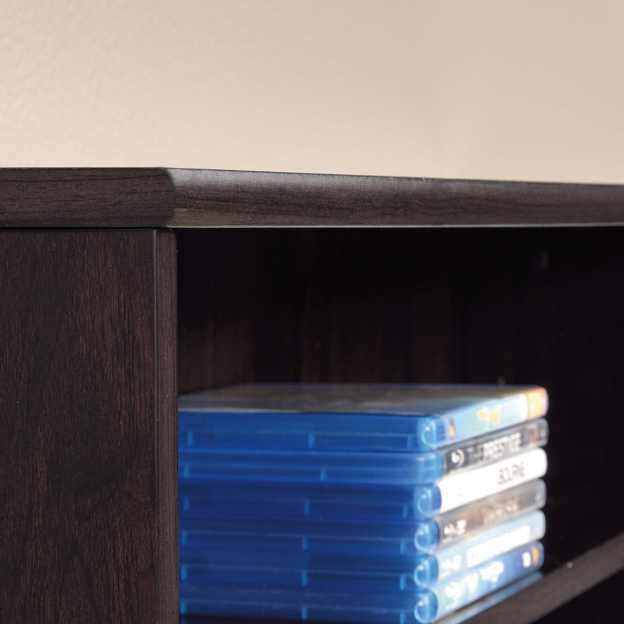 Sauder Multimedia 7 tier Storage Tower, Cinnamon Cherry finish - Image 5