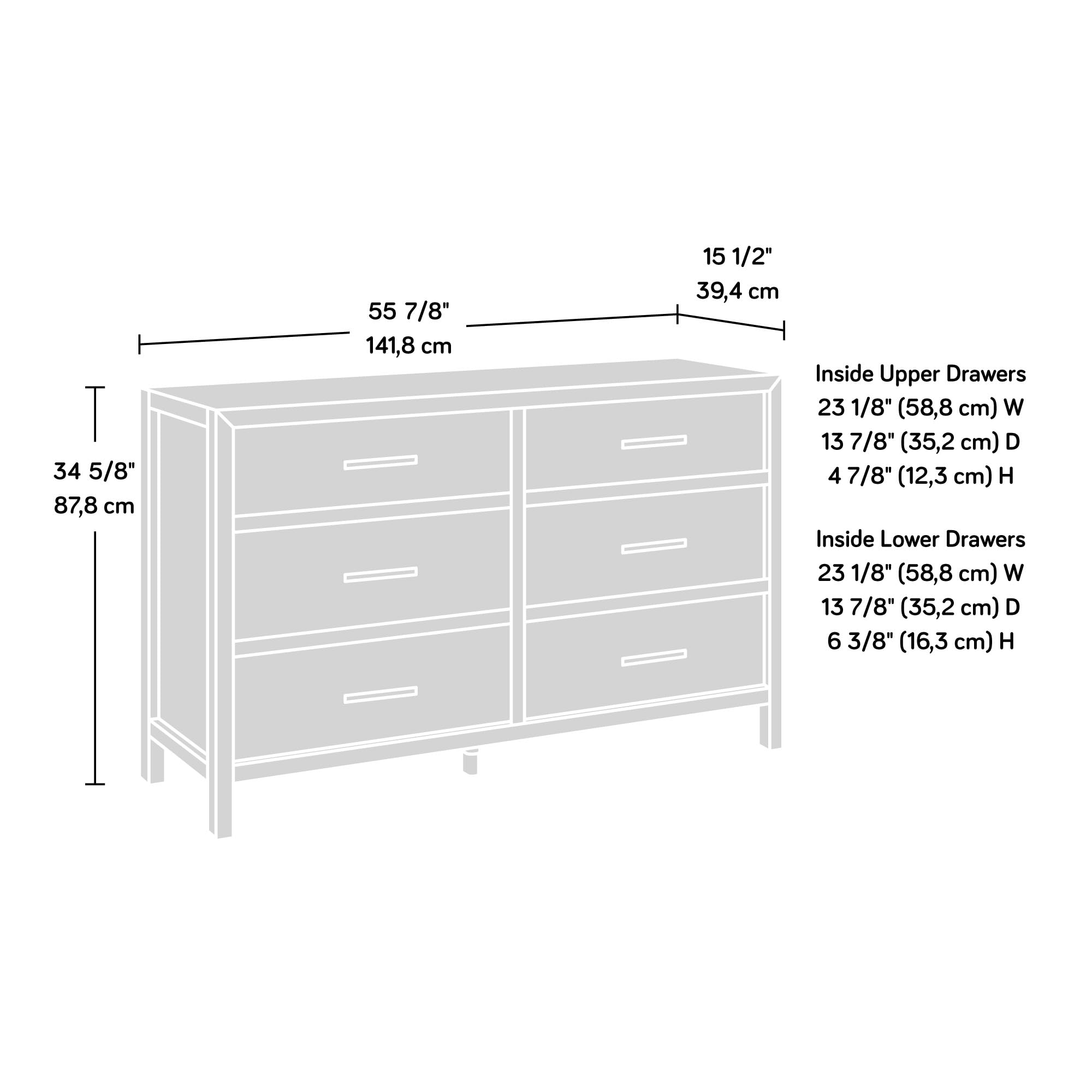 Sauder Pacific View 6-Drawer Bedroom Dresser, Prime Oak Finish - Image 3