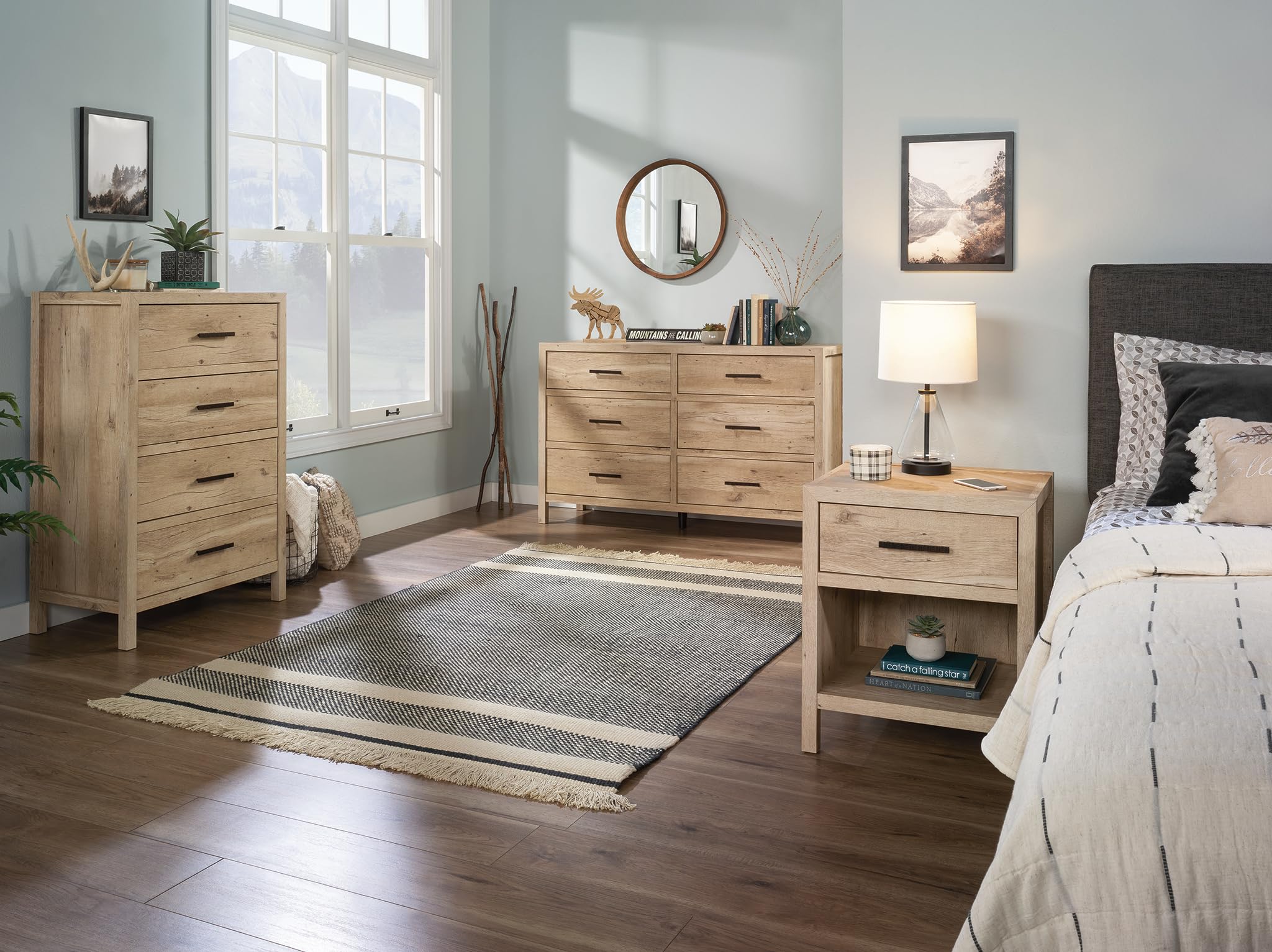 Sauder Pacific View Bedroom Night Stand, Spacious Storage, 1 Drawer Nightstand, Prime Oak Finish - Image 13