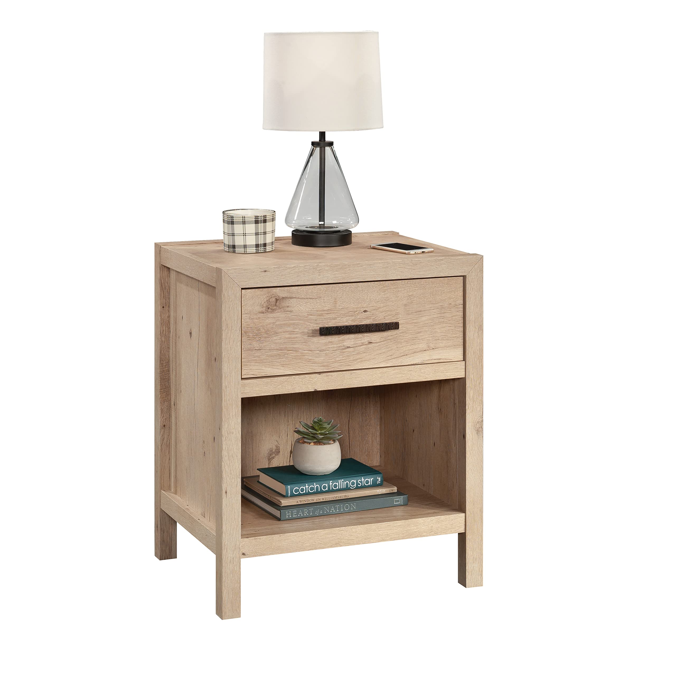 Sauder Pacific View Bedroom Night Stand, Spacious Storage, 1 Drawer Nightstand, Prime Oak Finish - Image 6