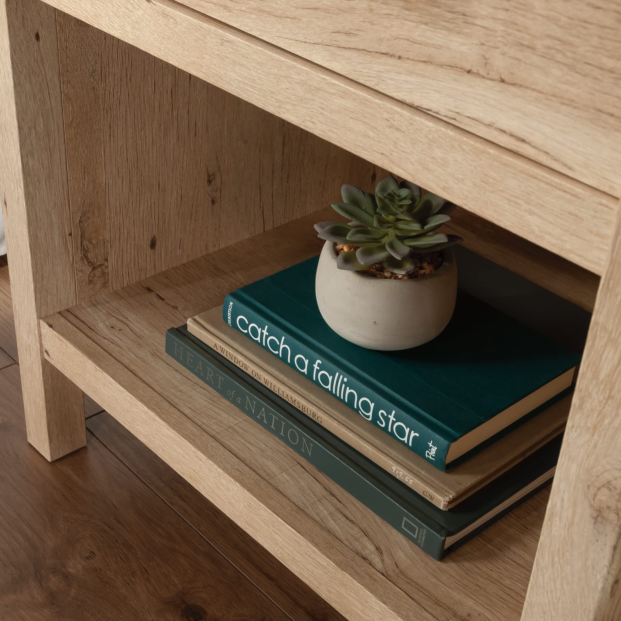 Sauder Pacific View Bedroom Night Stand, Spacious Storage, 1 Drawer Nightstand, Prime Oak Finish - Image 9