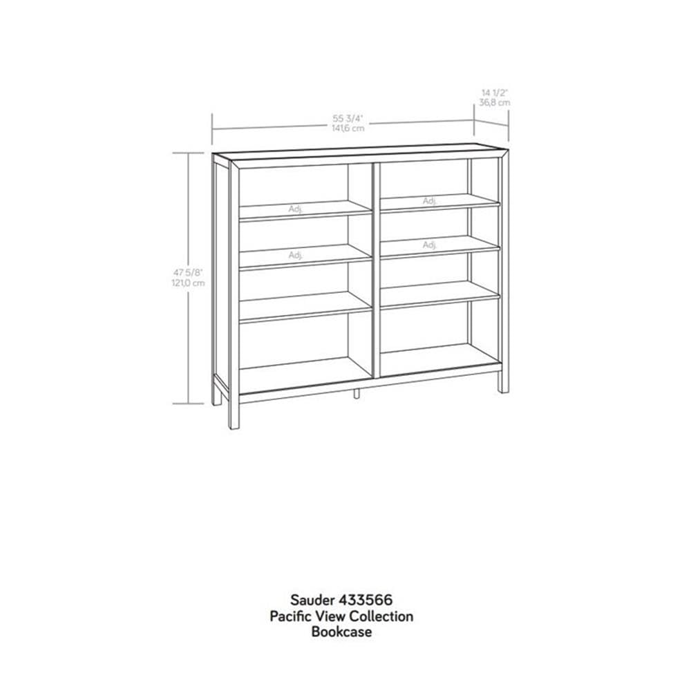 Sauder Pacific View Horizontal Bookcase, Prime Oak Finish - Image 3