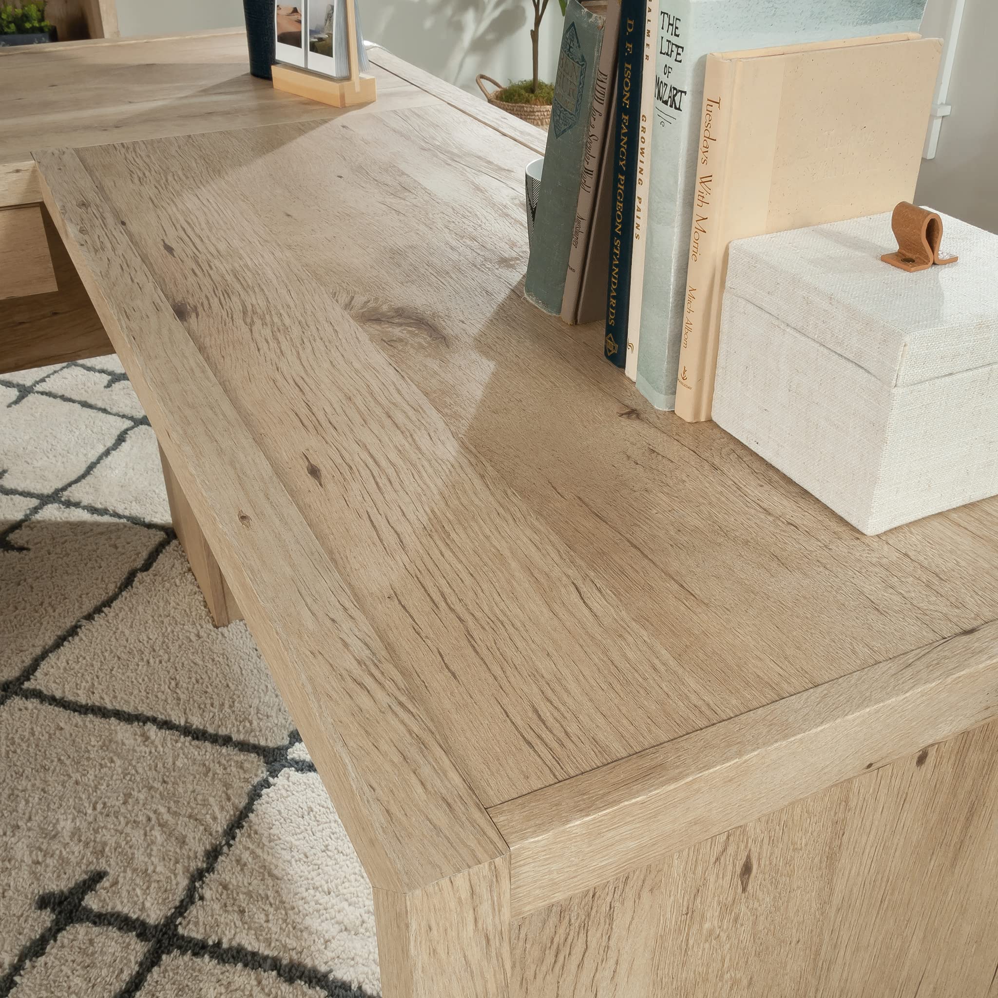 Sauder Pacific View L-Desk, L: 58.47" x W: 58.43" x H: 29.92", Prime Oak Finish - Image 5