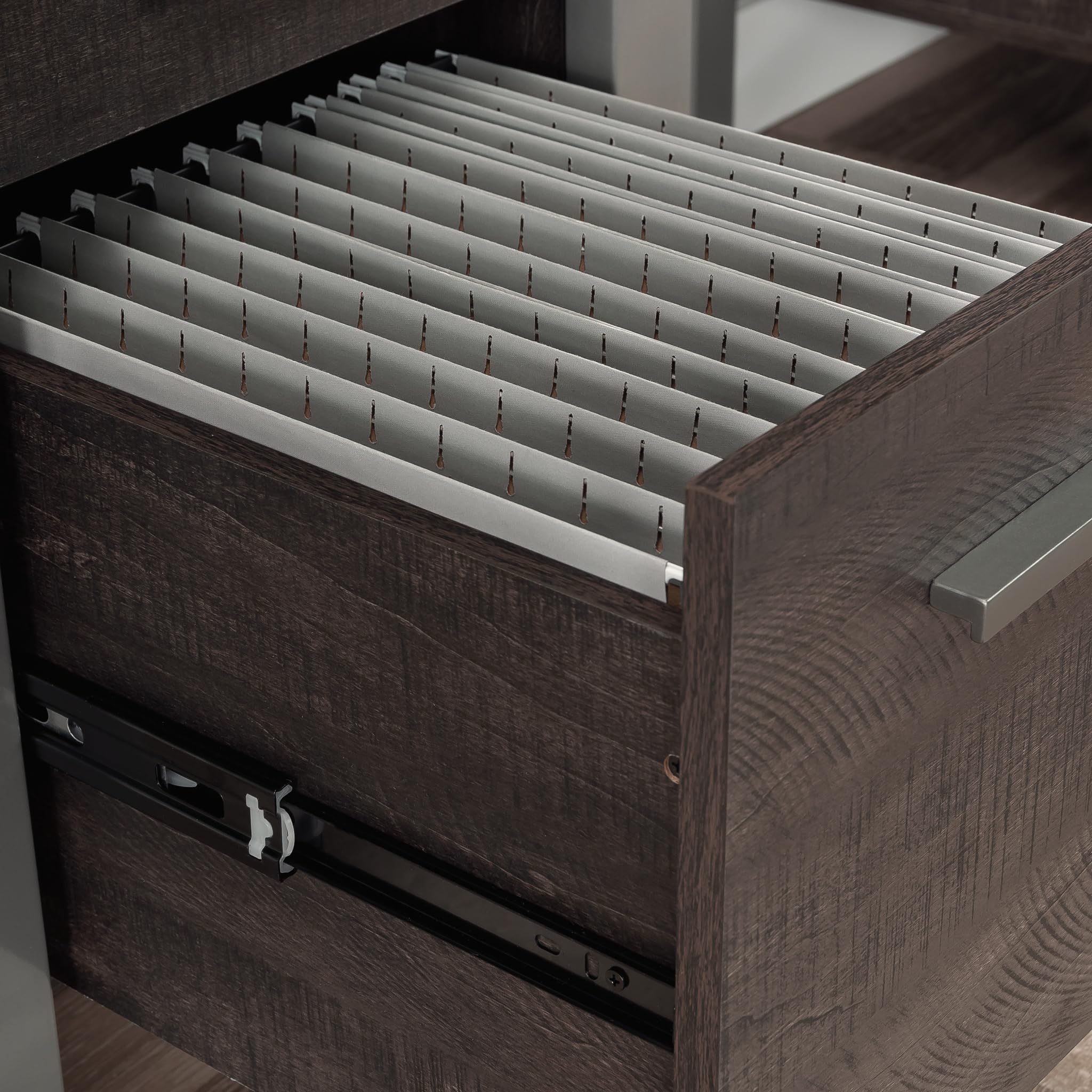 Sauder Rock Glen Single Pedestal Desk, Blade Walnut Finish - Image 8