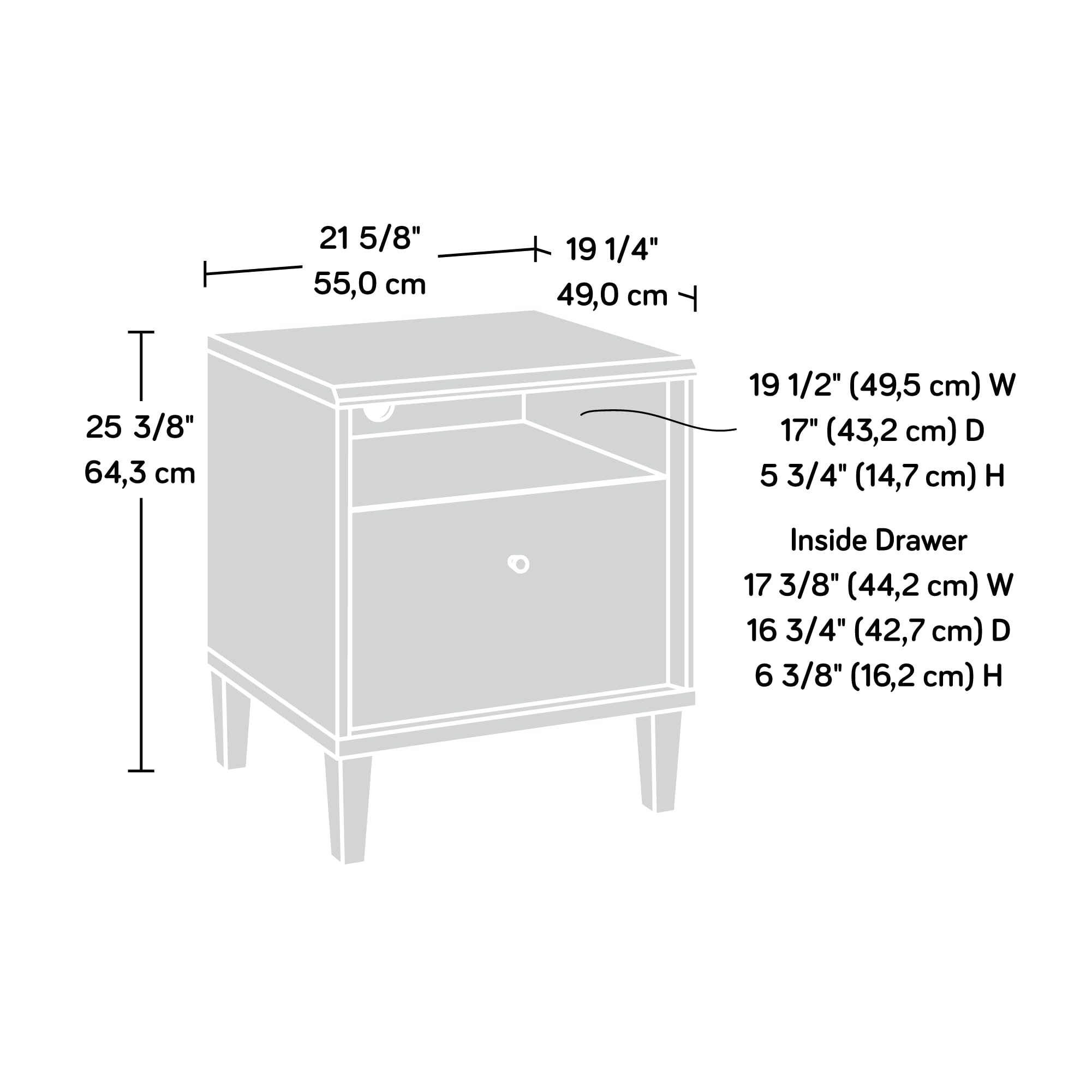 Sauder Willow Place 1-Drawer Night Stand with Open Shelf Storage, Pacific Maple Finish - Image 3