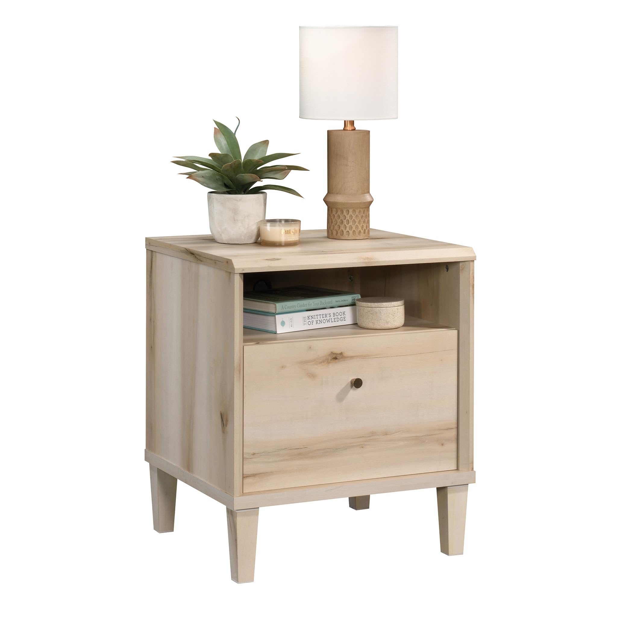 Sauder Willow Place 1-Drawer Night Stand with Open Shelf Storage, Pacific Maple Finish - Image 6